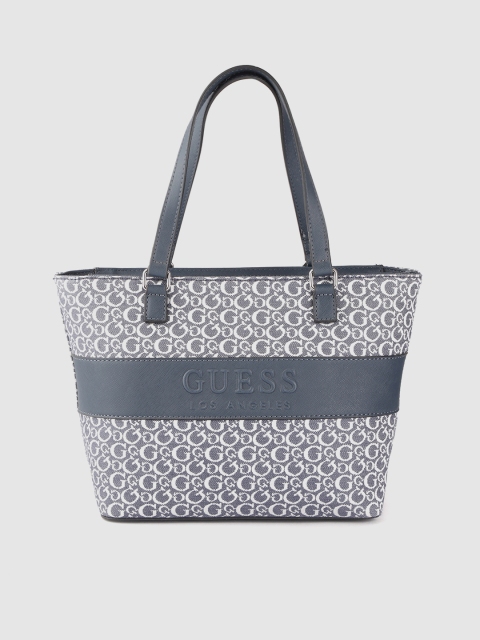 

GUESS Teal Blue & Off-White Brand Logo Patterned Shoulder Bag