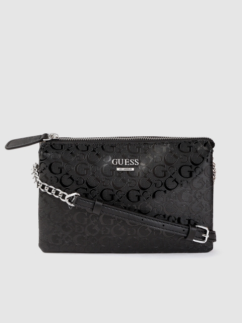 

GUESS Black Brand Logo Textured Sling Bag