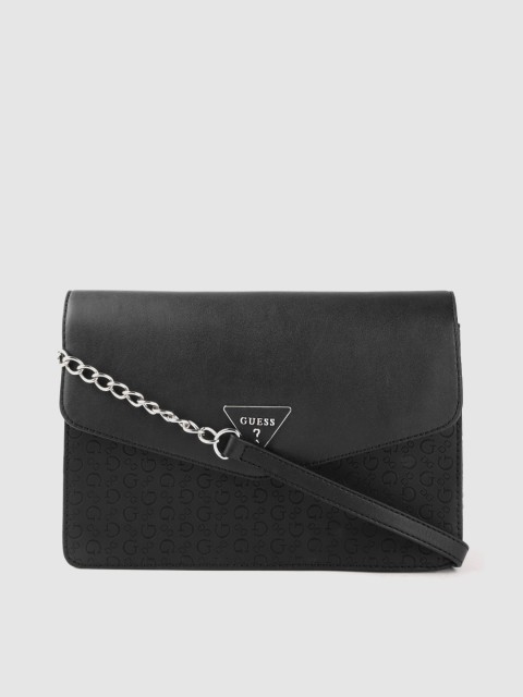 

GUESS Black Brand Logo Textured Sling Bag