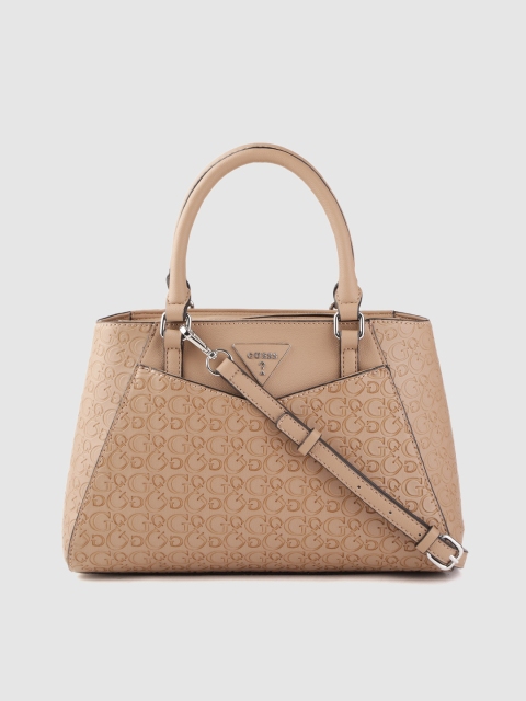 

GUESS Brown Brand Logo Textured Handheld Bag