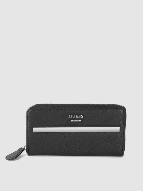 

GUESS Women Black Solid Zip Around Wallet