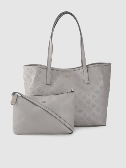 

GUESS Grey Textured Shoulder Bag With Pouch
