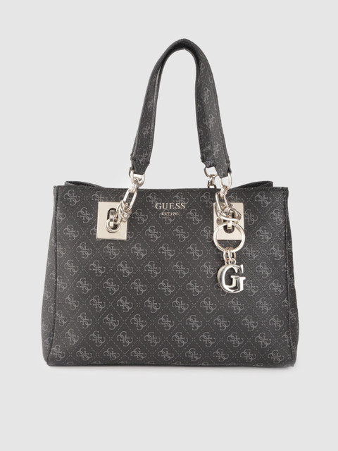 

GUESS Black & Charcoal Grey Brand Logo Print Shoulder Bag