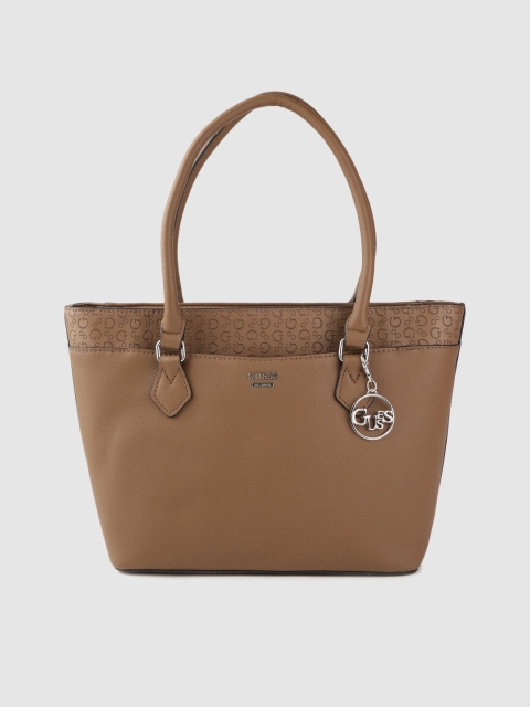 

GUESS Brown Brand Logo Textured Detail Shoulder Bag