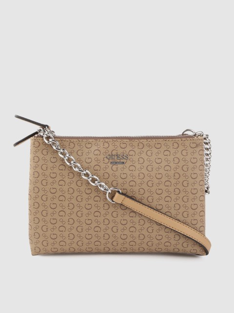 

GUESS Brown Brand Logo Self Design Sling Bag