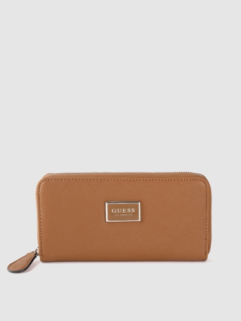 

GUESS Women Brown Solid Zip Around Wallet
