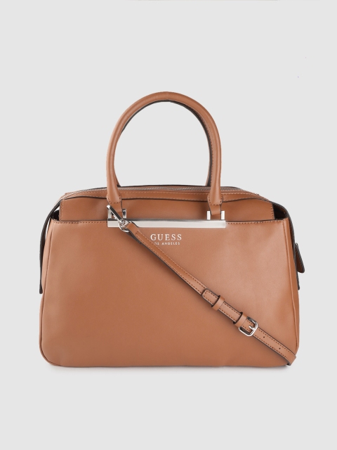 

GUESS Tan Brown Solid Handheld Bag