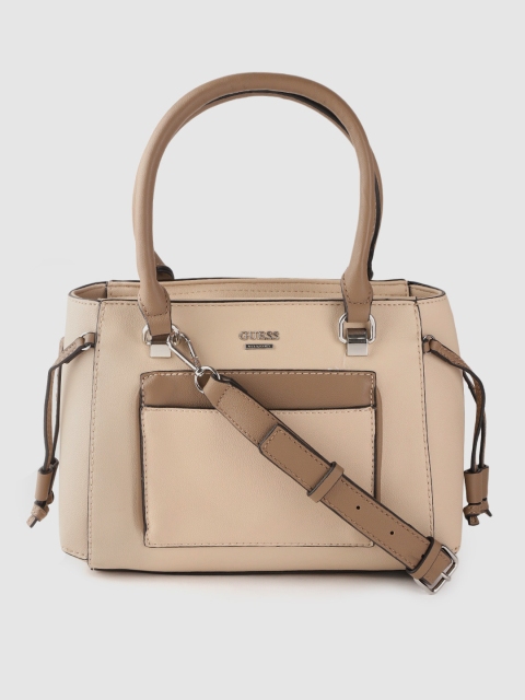 

GUESS Beige Solid Handheld Bag