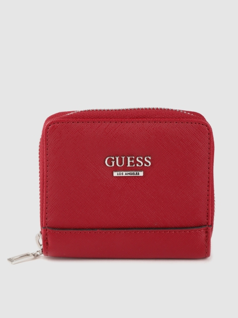

GUESS Women Red Solid Zip Around Wallet