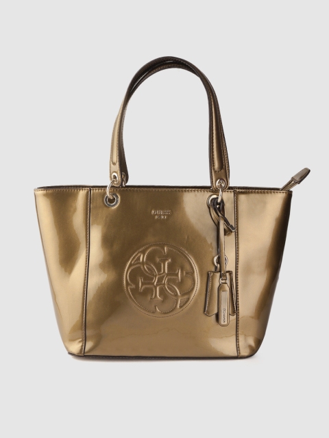 

GUESS Gold-Toned Brand Logo Embossed Print Shoulder Bag