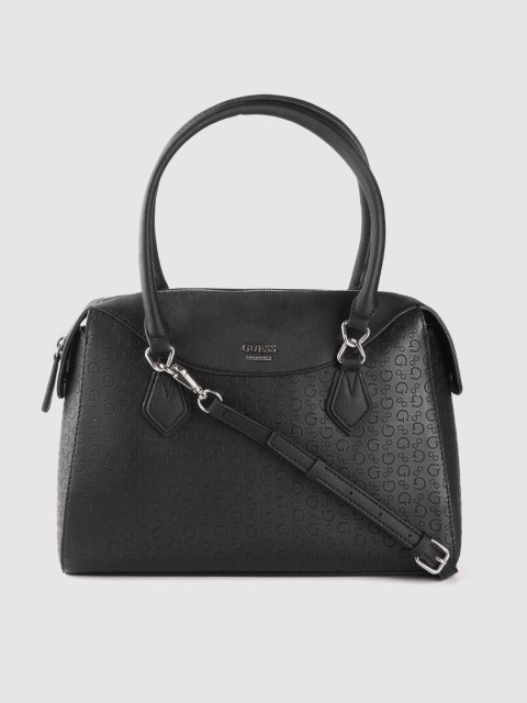 

GUESS Black Brand Logo Textured Handheld Bag