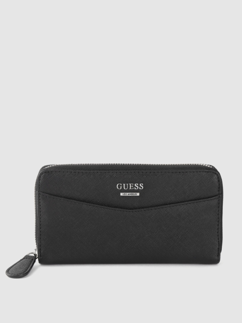 

GUESS Women Black Solid Zip Around Wallet