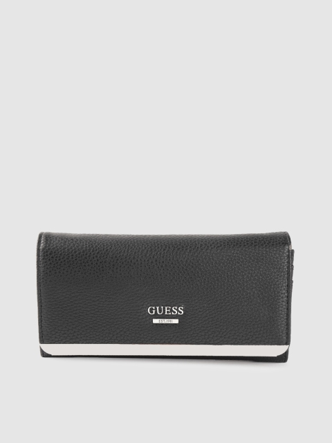 

GUESS Women Black Solid Two Fold Wallet