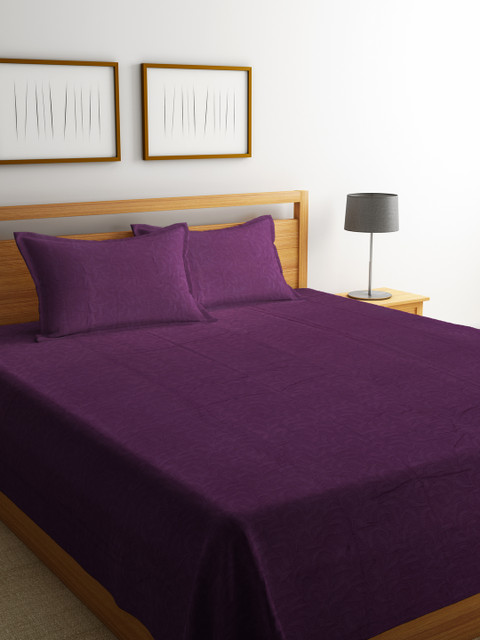 

Portico New York Purple Cotton Double Bed Cover with 2 Pillow Covers