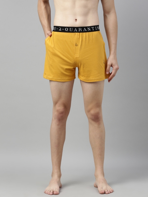 

QUARANTINE Men Mustard Yellow Solid Pure Cotton Boxers QBXM009MUST