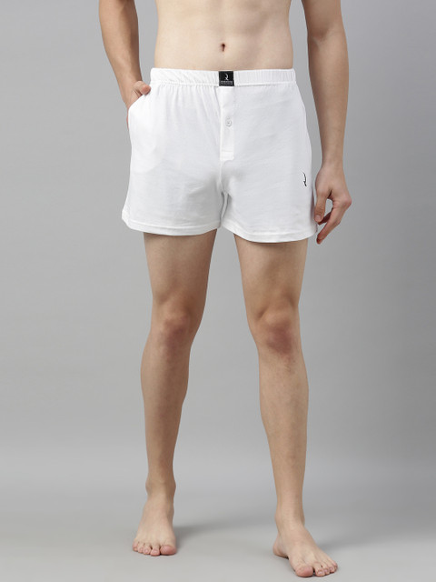

QUARANTINE Men White Solid Pure Cotton Boxers QBXM009WHT-S