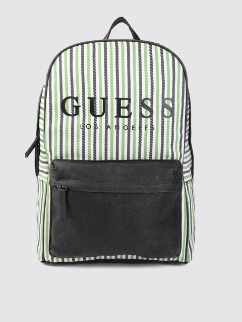 

GUESS Women Black & Green Striped 14 Inch Laptop Backpack