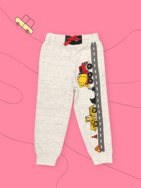 

Lazy Shark Boys Cream Printed Straight-Fit Joggers