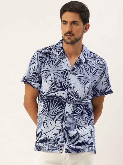 

Hancock Men Blue Relaxed Fit Floral Printed Casual Shirt