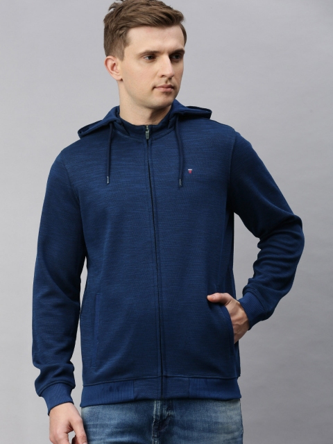 

Louis Philippe Sport Men Blue Solid Detachable Hooded Sweatshirt