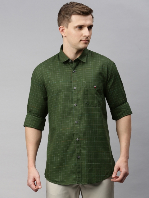 

Louis Philippe Sport Men Olive Green & White Slim Fit Checked Casual Shirt