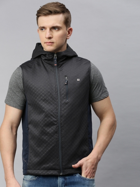 

Louis Philippe Sport Men Black Quilted Tailored Hooded Jacket