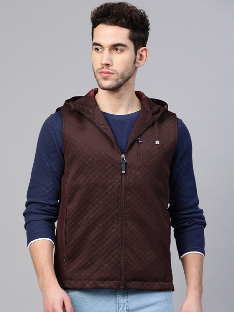 

Louis Philippe Sport Men Burgundy Self Design Hooded Jacket