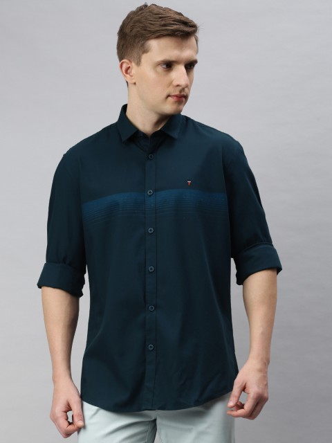 

Louis Philippe Sport Men Navy Blue Slim Fit Striped Casual Shirt