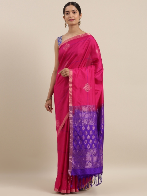 

Taneira Pink & Purple Pure Silk Woven Design Saree