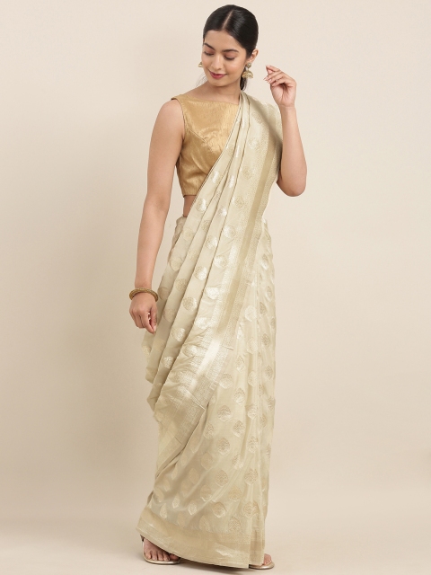 

Taneira Beige Pure Silk Woven Design Banarasi Saree
