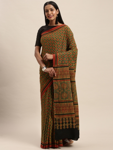 

Taneira Multicoloured Pure Cotton Printed Block Print Saree, Multi