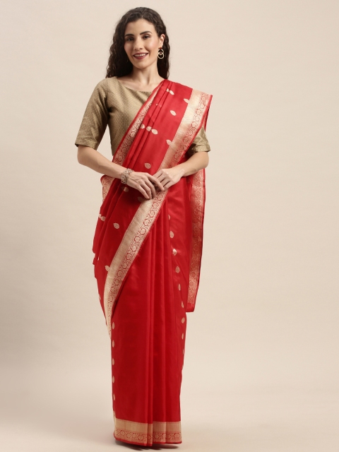 

Taneira Red & Golden Pure Silk Woven Design Banarasi Saree