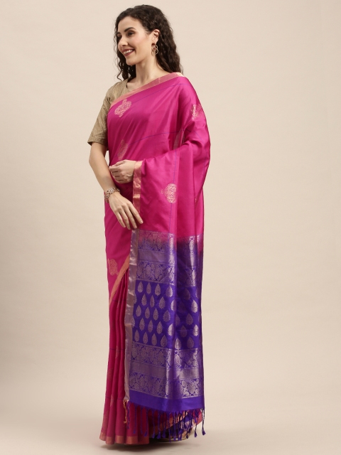

Taneira Pink Woven Design Pure Silk Saree