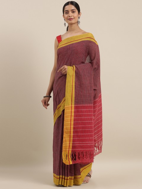 

Taneira Pink Checked Pure Cotton Saree