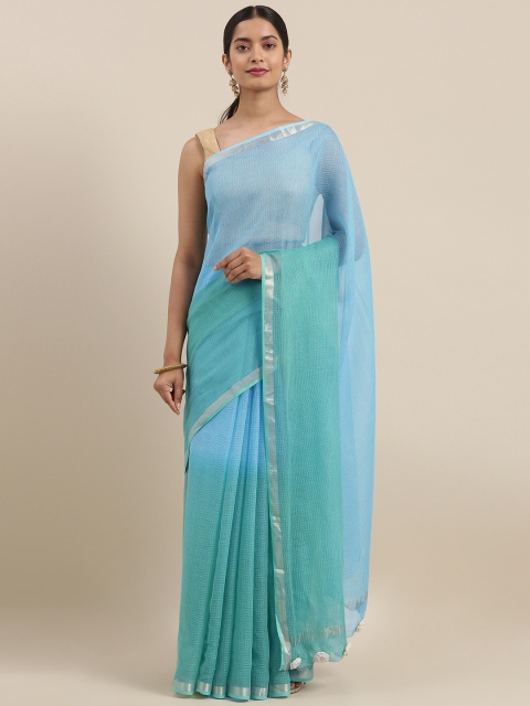 

Taneira Blue & Sea Green Pure Cotton Ombre Dyed Kota Saree