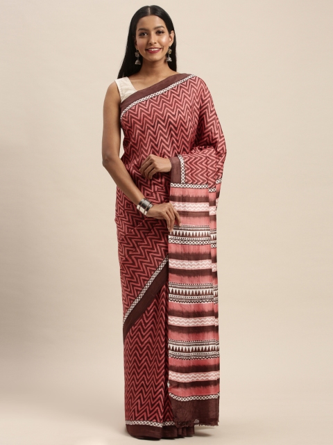 

Taneira Pink Pure Silk Printed Murshidabad Silk Saree
