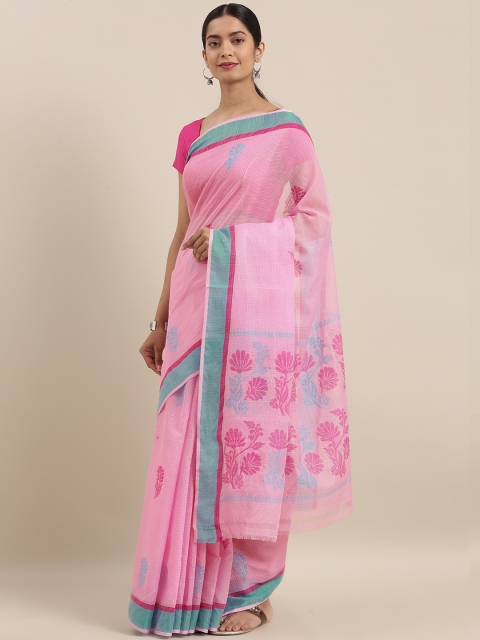 

Taneira Pink Pure Cotton Printed Handwoven Kota Saree