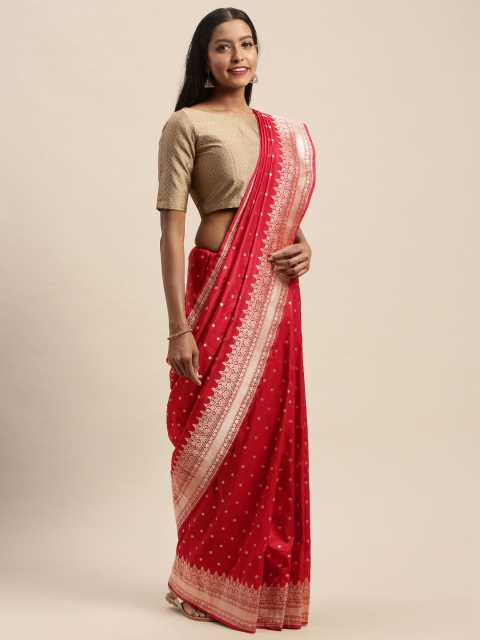 

Taneira Red & Golden Pure Silk Woven Design Banarasi Saree