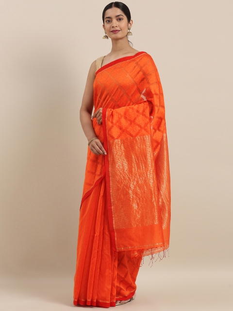 

Taneira Orange Woven Design Silk Cotton Saree