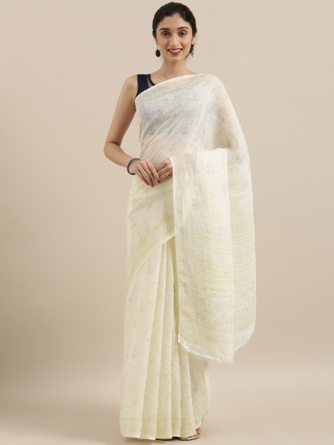 

Taneira Off-White Woven Design Linen Blend Saree