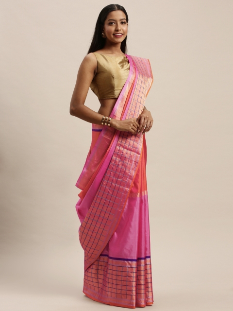

Taneira Pink Solid Pure Silk Saree