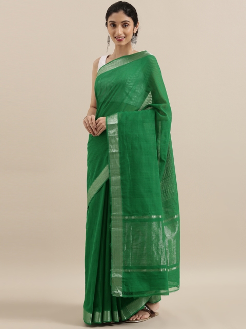

Taneira Green Solid Pure Cotton Saree