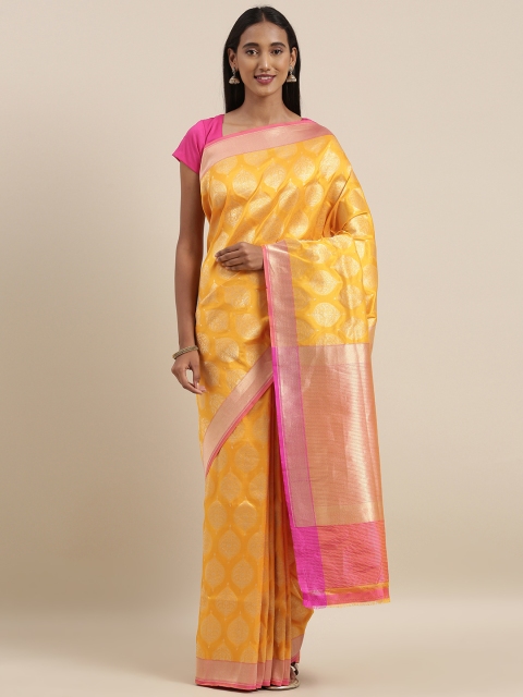 

Taneira Yellow Pure Silk Woven Design Banarasi Saree