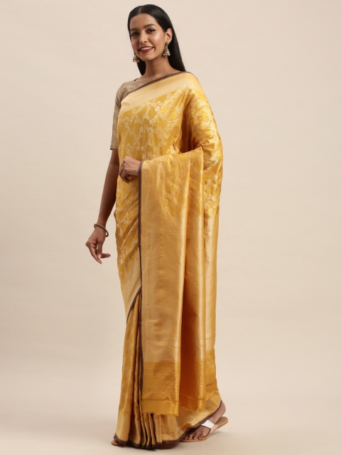 

Taneira Mustard Yellow Pure Silk Woven Design Banarasi Saree