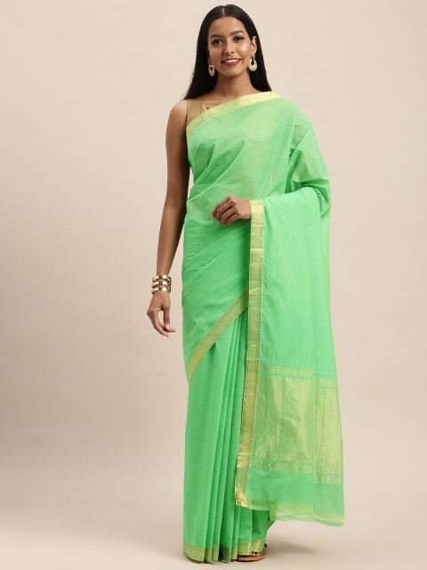 

Taneira Green Pure Cotton Solid Mangalagiri Saree