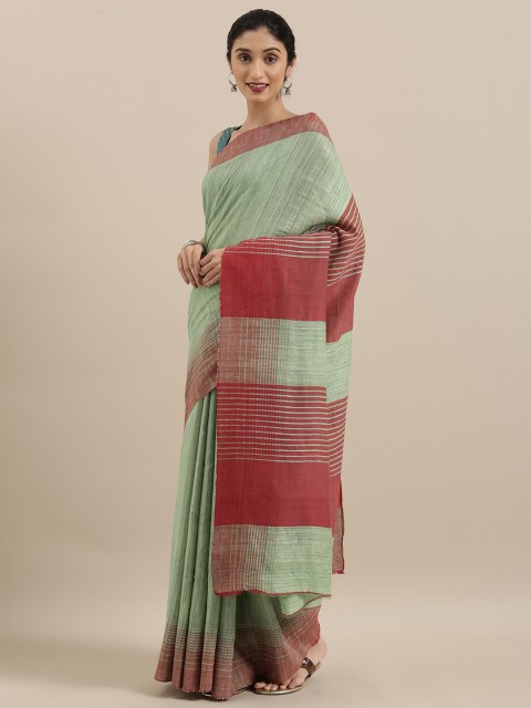 

Taneira Sea Green Pure Silk Solid Tussar Saree