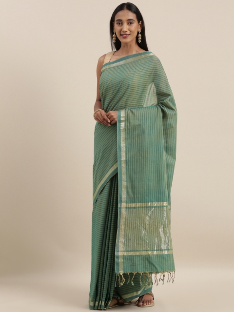 

Taneira Green Striped Pure Cotton Saree