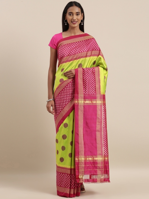 

Taneira Pink Pure Silk Handwoven Ikat Saree