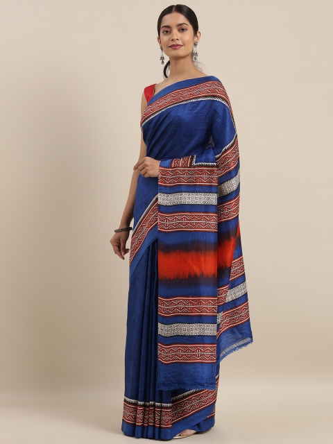 

Taneira Blue Printed Pure Murshidabad Silk Saree