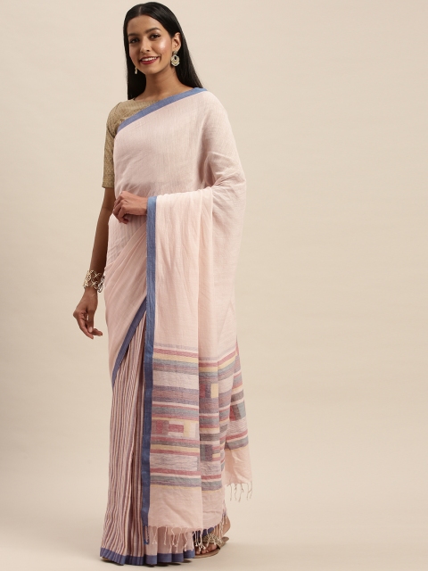 

Taneira Mauve Pure Cotton Striped Jamdani Saree